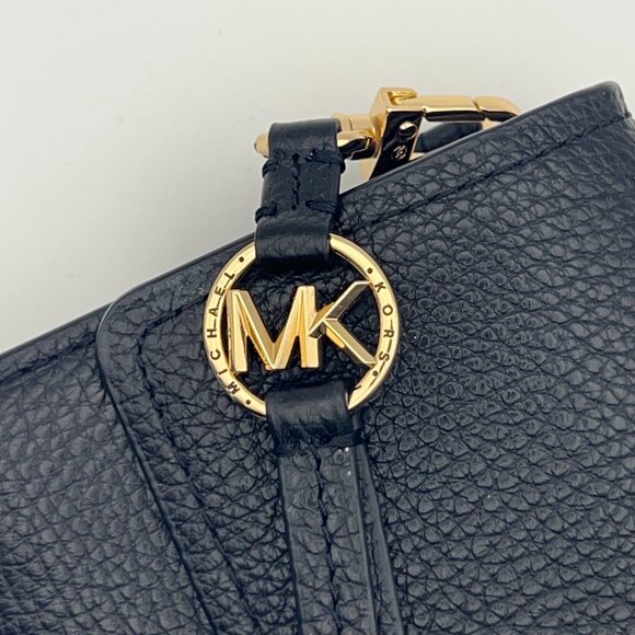 Michael Kors Black Pebbled Leather Card/ID/Cell Case Clutch Wristlet Purse - Picture 7 of 7